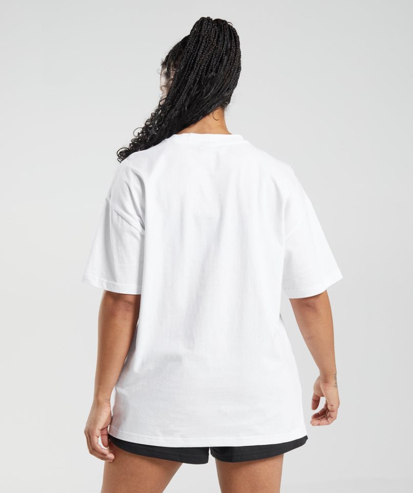 Women's Gymshark Legacy Oversized T-Shirts White | NZ 6NIBZM